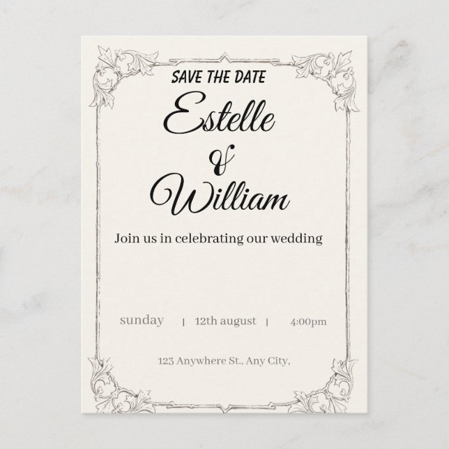 Elegant Wedding Invitation – A Modern Touch for Yo Vykort (Framsida)