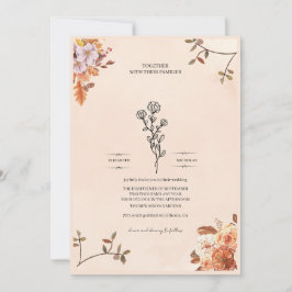 Elegant wedding invitation adorned with roses inbjudningar