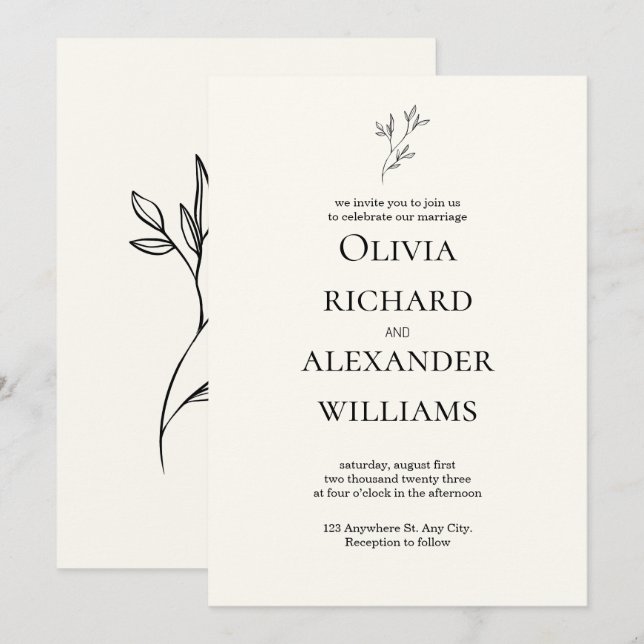 Elegant Wedding Invitation Card Inbjudningar (Fram/baksida)