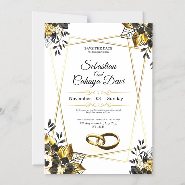 Elegant Wedding Invitation Card Magnetisk Inbjudningskort (Framsida)