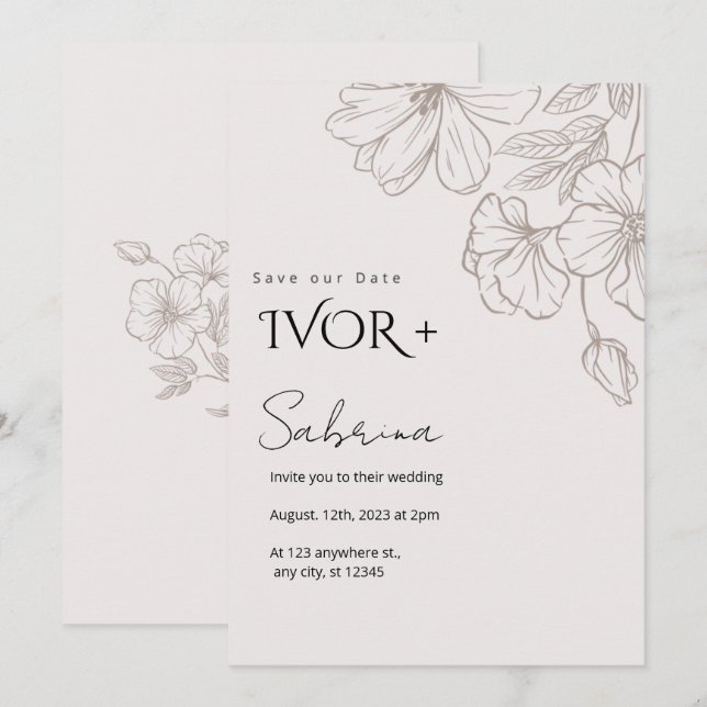 Elegant Wedding Invitation Card TemplateInvitation Inbjudningar (Fram/baksida)