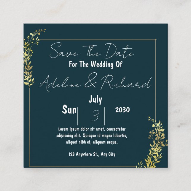 Elegant Wedding Invitation – Classic & Romantic Ce Fyrkantigt Visitkort (Framsida)