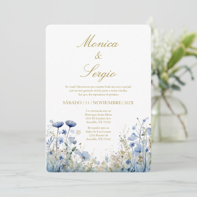 Elegant Wedding Invitation in Spanish Inbjudningar (Stående Fram)
