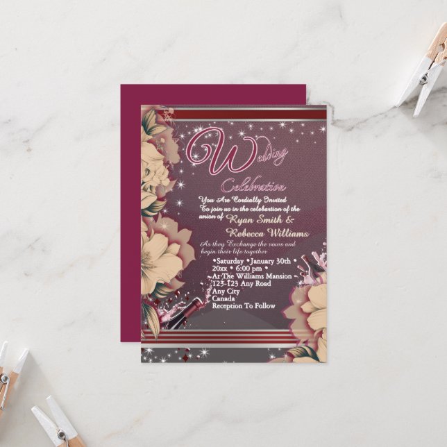 Elegant Wedding Invitation Inbjudningar (Fram/Back In Situ)