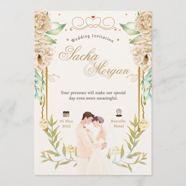 Elegant Wedding Invitation | Modern Romantic  Inbjudningar (Framsida)