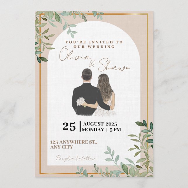 Elegant Wedding Invitation | Modern Romantic  Inbjudningar (Framsida)