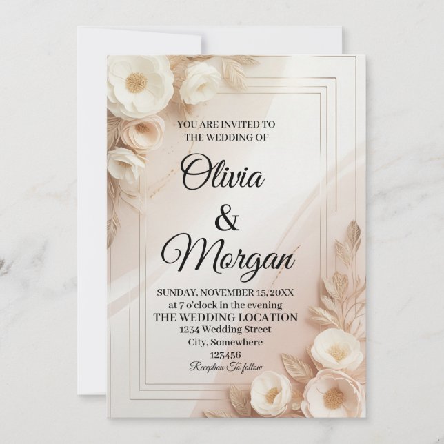 Elegant Wedding Invitation Pampas Grass Flora Inbjudningar (Framsida)