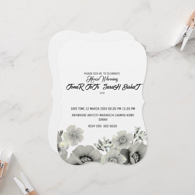 Elegant Wedding Invitation Template Luxury Flora Inbjudningar (Fram/Back In Situ)