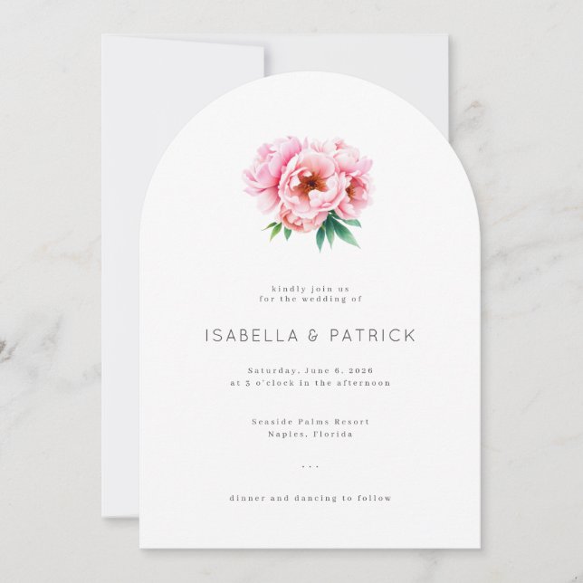 Elegant Wedding Invitation with Floral Design Inbjudningar (Framsida)