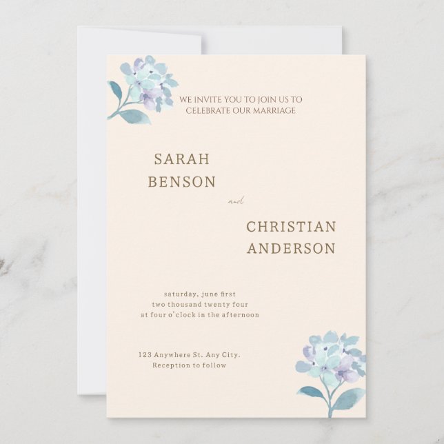 Elegant Wedding Invitation with Floral Design Inbjudningar (Framsida)