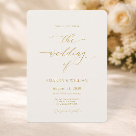 Elegant Wedding Invitation with Gold Calligraphy Inbjudningar