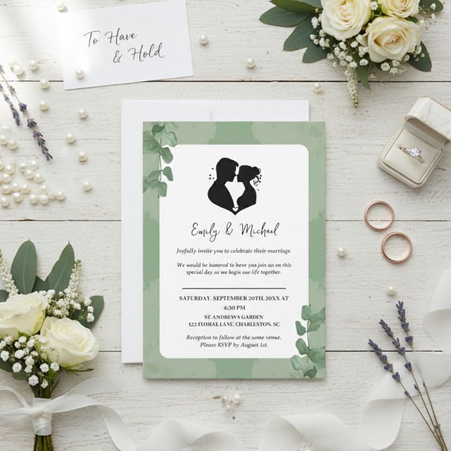 Elegant Wedding Invitation with Heart Silhouette  Inbjudningar (Skapare uppladdad)