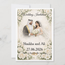 Elegant Wedding Invitation with White Flowers and Inbjudningar