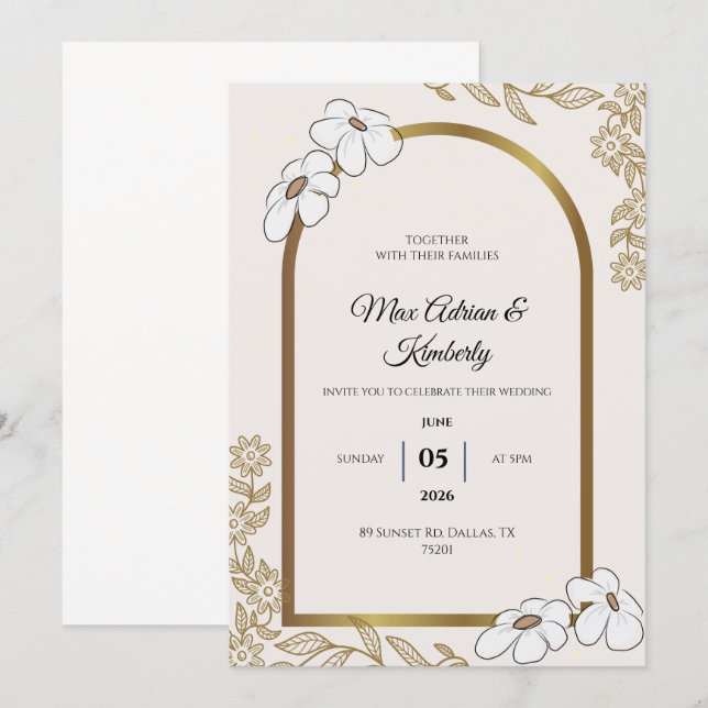 Elegant Wedding Invitations | Minimalist Designs Inbjudningar (Fram/baksida)