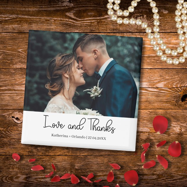 Elegant Wedding Love and Thanks Photo Magnet (Skapare uppladdad)