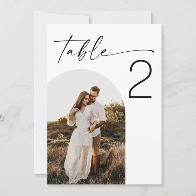 Elegant Wedding | Minimalist Photo Table Number Inbjudningar (Framsida)