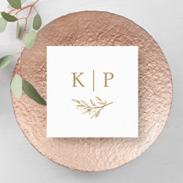 Elegant Wedding Monogram Greenery leaves  Pappersservett