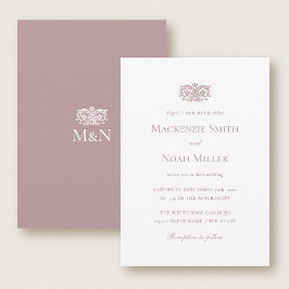 Elegant Wedding Monogram Invitation Ornate Pink Inbjudningar