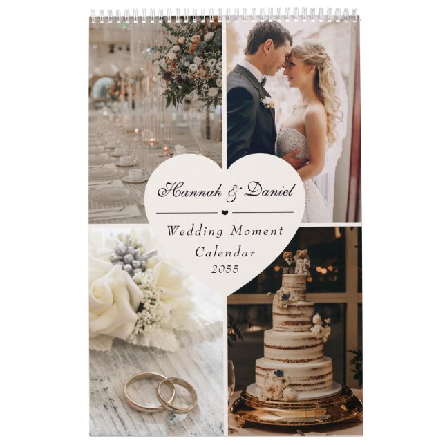 Elegant  Wedding Newlyweds Photo Collage 2026 Kalender (Omslag)