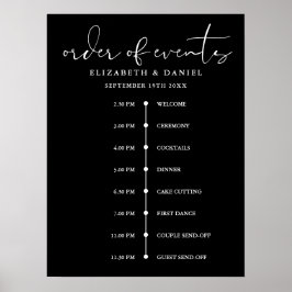 Elegant Wedding Order Of Events Timeline Sign Poster