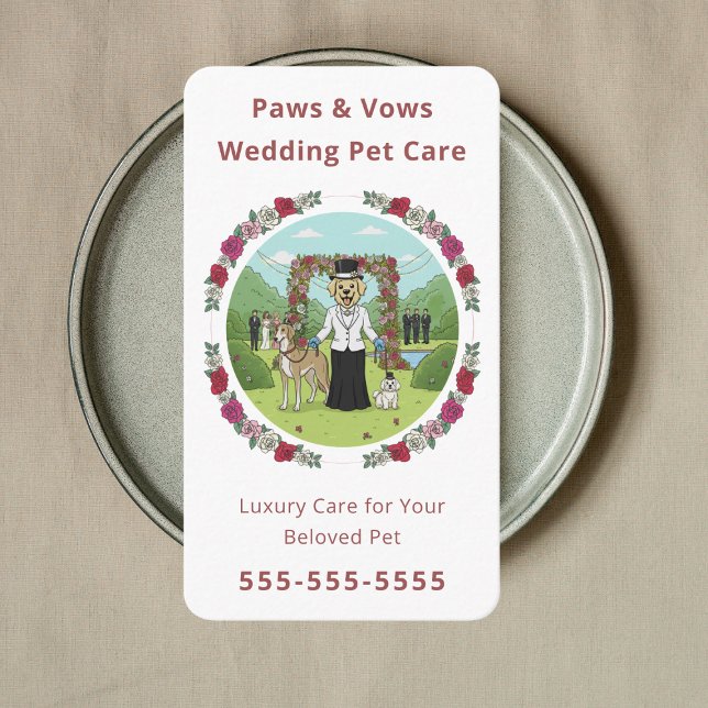 Elegant Wedding Pet Sitter Wedding Pet Attendant Visitkort (Skapare uppladdad)