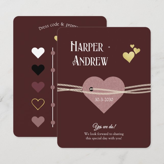 Elegant Wedding Program/ Dress Code Card  Inbjudningar (Fram/baksida)