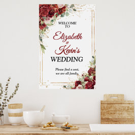 Elegant Wedding Red Rose Poster