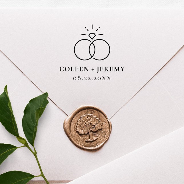 Elegant Wedding Rings Custom Save The Date Stämpel (Skapare uppladdad)