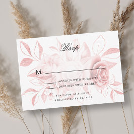 Elegant Wedding RSVP Blush Rose Gold Floral OSA Kort