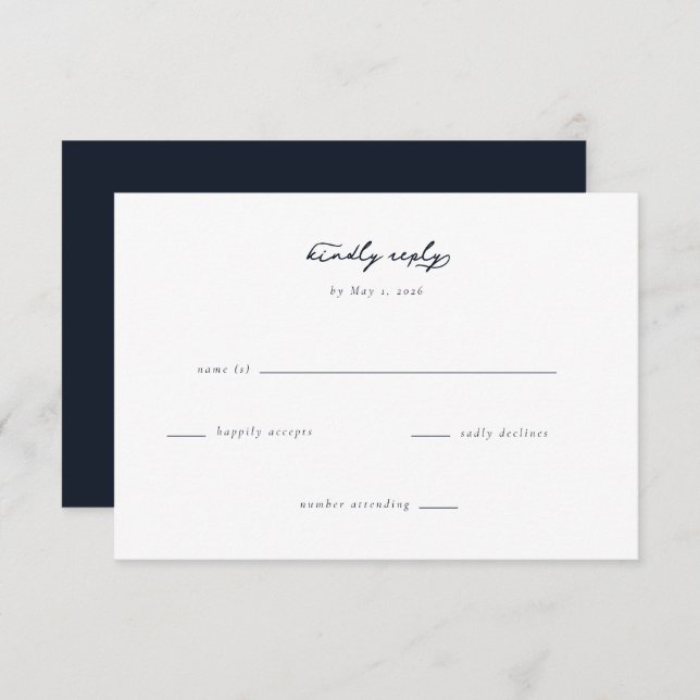 Elegant Wedding RSVP Card OSA Kort (Fram/baksida)