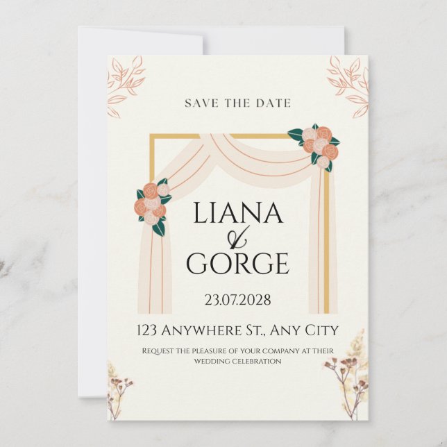 Elegant  Wedding SAVE THE DATE Invitation Card | Inbjudningar (Framsida)