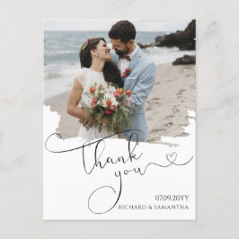 Elegant Wedding Script Thank You Photo Vykort