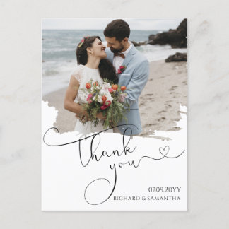 Elegant Wedding Script Thank You Photo Vykort