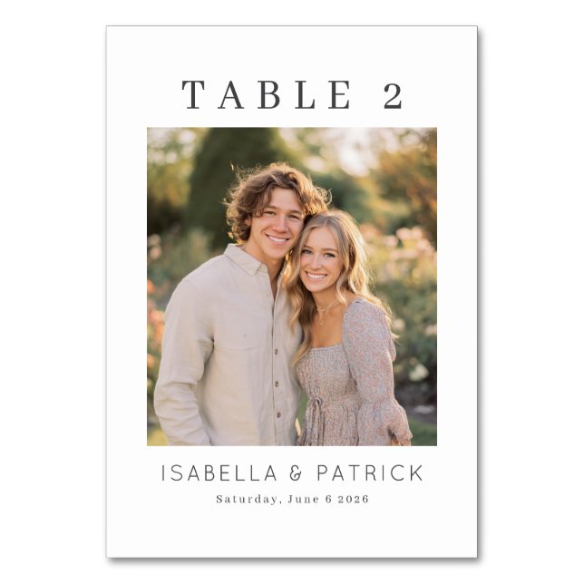 Elegant Wedding Table Number Card Bordsnummer (Framsidan)