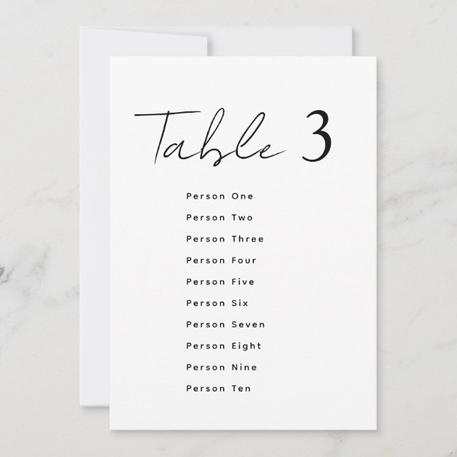 Elegant Wedding Table Number Script Seating Chart Inbjudningar (Framsida)