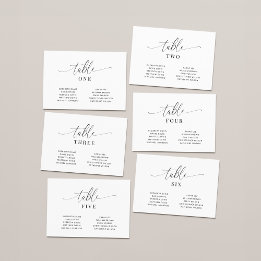 Elegant Wedding Table Number Seating Chart Cards Meddelande