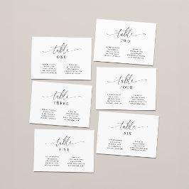 Elegant Wedding Table Number Seating Chart Cards Meddelande