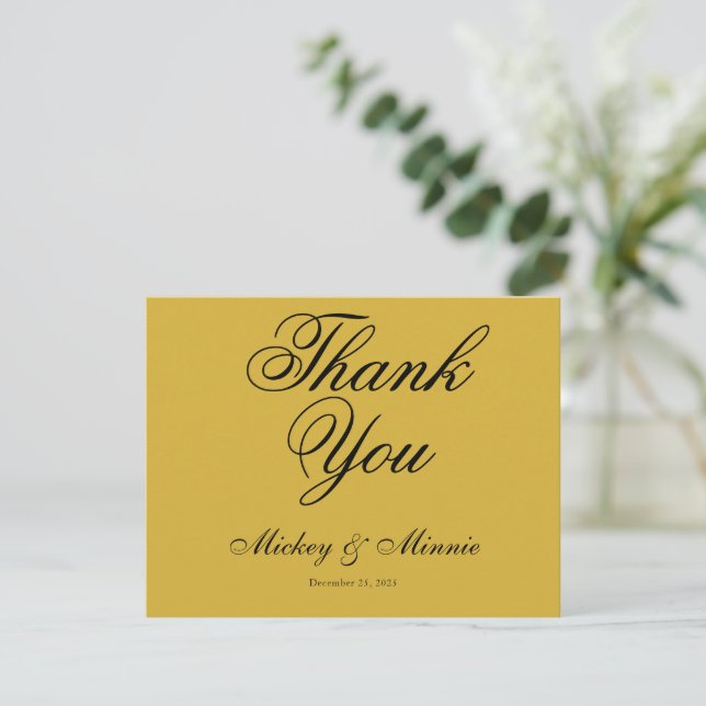 Elegant Wedding Thank You Card for Newlyweds Anteckningskort (Stående Fram)
