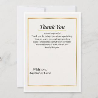 Elegant Wedding Thank You Card | Minimal Classic  Inbjudningar