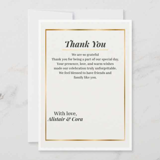 Elegant Wedding Thank You Card | Minimal Classic  Inbjudningar (Framsida)
