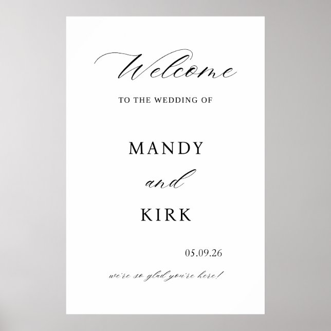 Elegant Wedding Welcome Sign Poster (Framsidan)