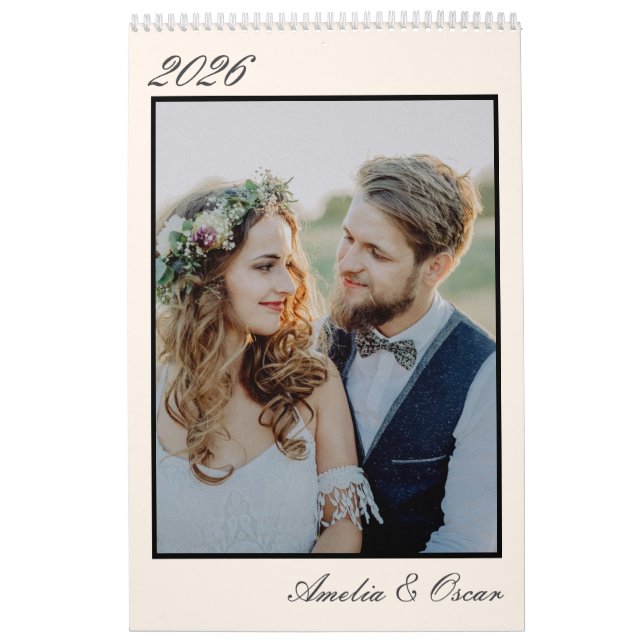 Elegant Wedding Year Large Photo Modern Portrait Kalender (Omslag)