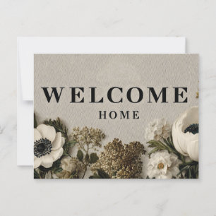 Elegant "Welcome Home" Hälsning med botanisk konst Vykort