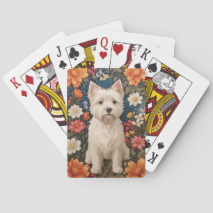 Elegant West Highland Terrier Färgrik Blommig Casinokort