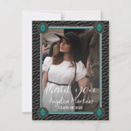Elegant Western Black Leather Photo Studenten Tack Kort