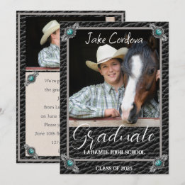 Elegant Westerna Stil-läderfoto Studenten Inv Inbjudningar