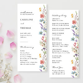 Elegant Whimsical Boho Wildblomme Bröllopsprogram