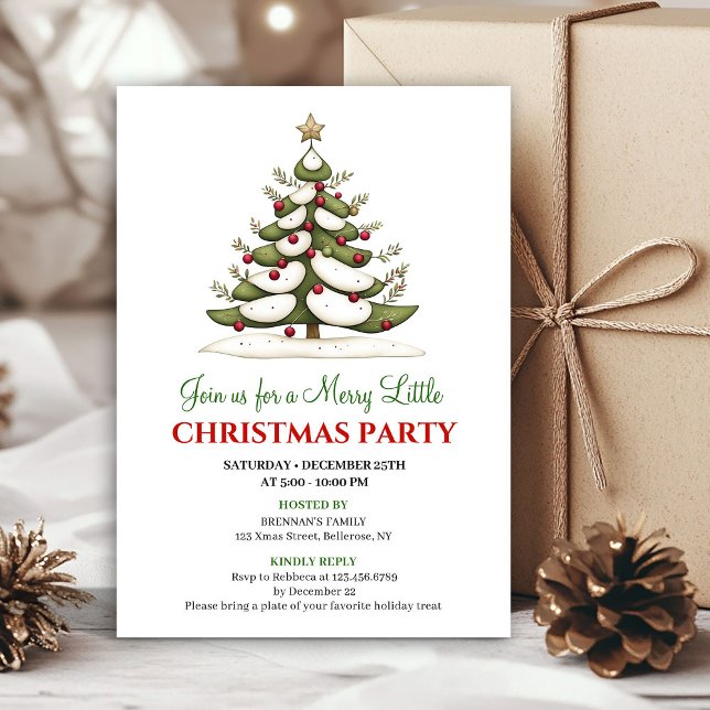 Elegant whimsical Christmas tree dinner invitation Inbjudningar (Elegant whimsical Christmas tree dinner invitation)