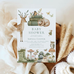 Elegant Whimsical Forest Animals Baby Shower Inbjudningar