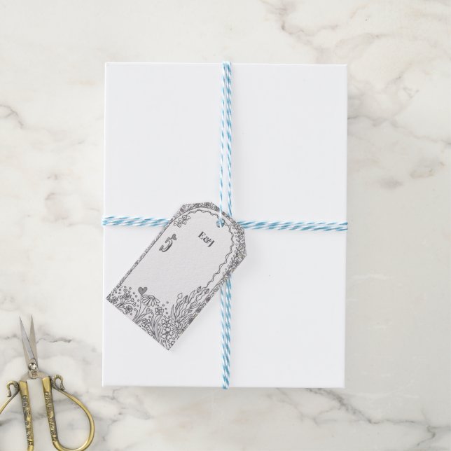 Elegant Whimsical Garden Door Wedding Presentetikett (Med Snöre)